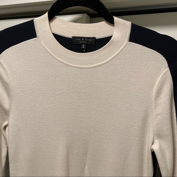 RAG & BONE Mixed Fabric Knit Sweater dress, Cream & Black, M - Picture 4 of 7